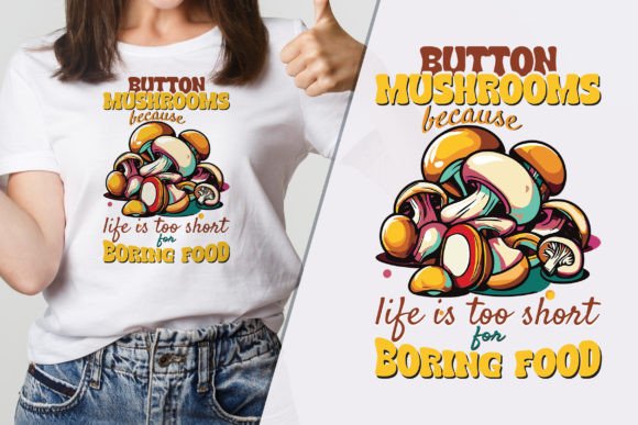 Button Mushrooms Graphics for Cool T-Shirt Designs
