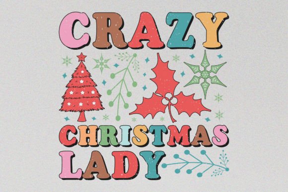 Crazy Christmas Retro SVG Graphics for T-Shirt Designs