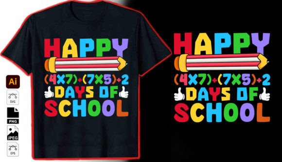 Happy 4x7 7x5 2 Days of School Shirt