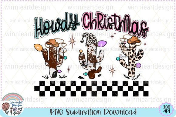 Howdy Christmas Retro Cactus Lights: T-Shirt Designs Graphics