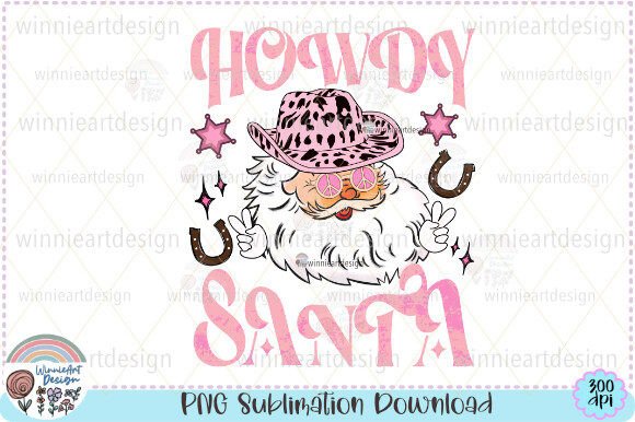 Howdy Santa Cowboy Retro Christmas PNG for T-Shirt Graphics