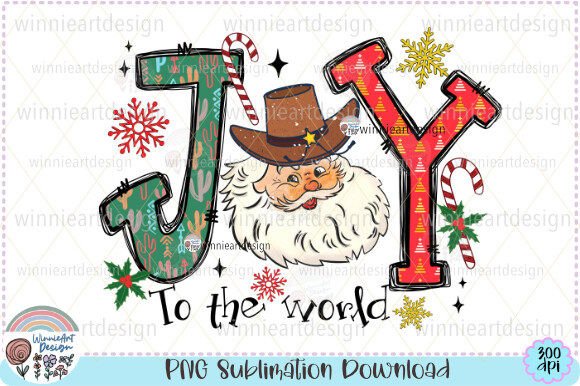 Joy to the World Christmas Santa Graphics for T-Shirts