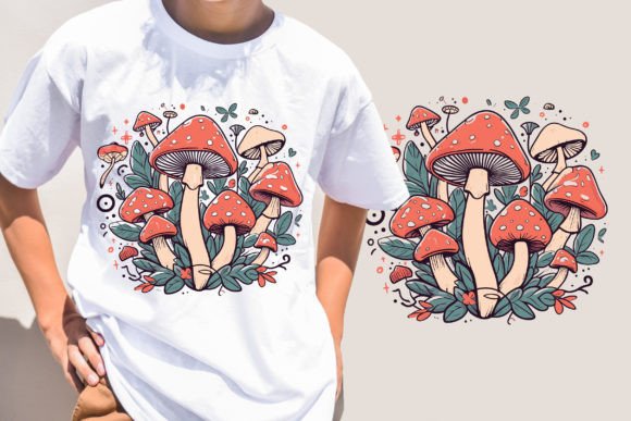 Mushrooms Color Graphics for Trendy T-Shirt Designs