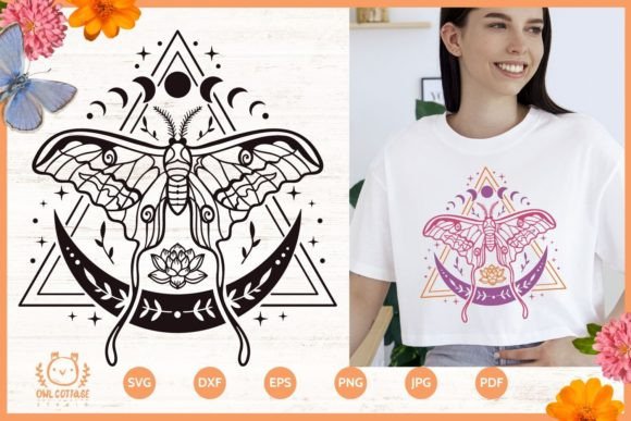 Mystical Luna Moth & Moon Phases SVG Graphics Review