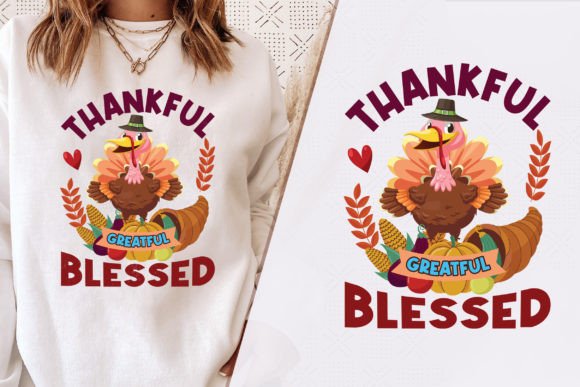 Thankful Grateful Thanksgiving Graphics for T-Shirt Designs