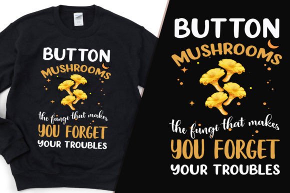 The Button Mushrooms Fungi T-Shirt Design for Embroidery