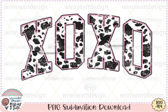 Xoxo Pink Cow Retro PNG: Graphics for T-Shirt Designs